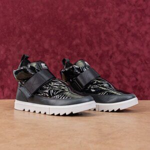 Sorel Women Joan Of Artic Next Lite Scrap Puffy Black Leather Ankle Boots sz 8